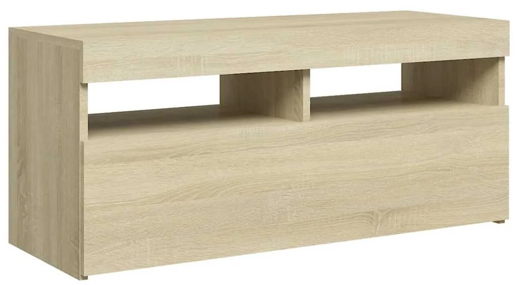 Móvel de TV com luzes LED 90x35x40 cm carvalho sonoma