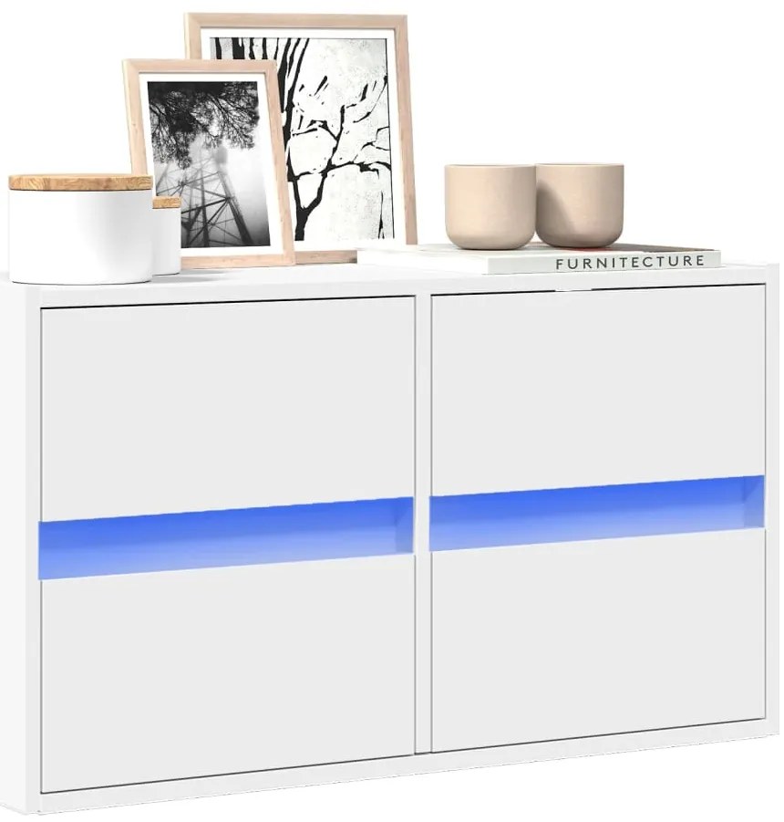 Móvel de parede para TV com luzes LED 80x31x45 cm branco