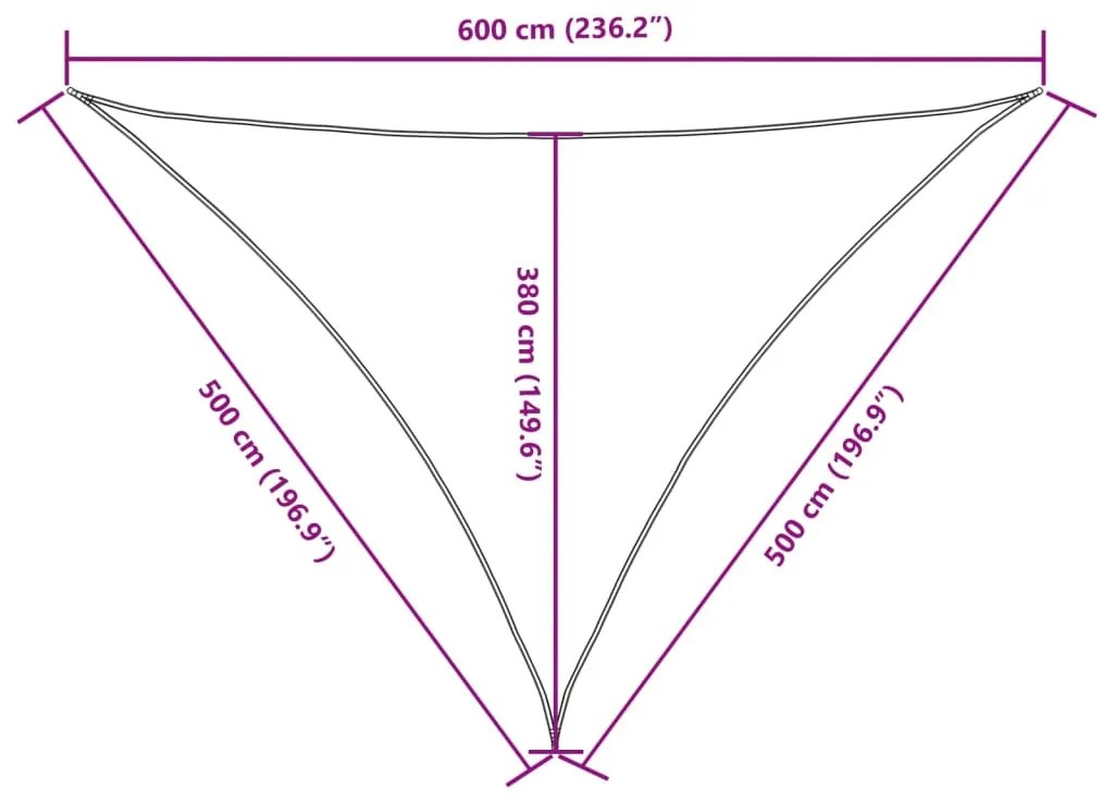 Para-sol estilo vela tecido oxford triangular 5x5x6 m antracite