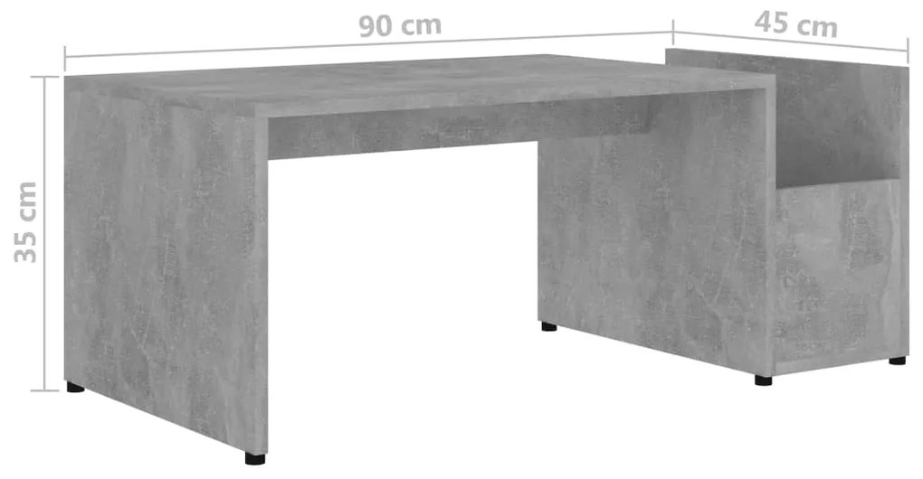 Mesa de centro 90x45x35 cm derivados madeira cinzento cimento