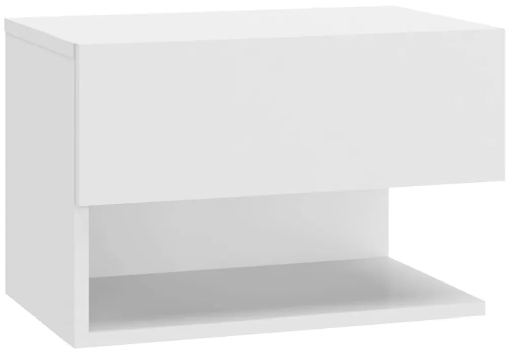 Mesas de cabeceira montagem na parede 2 pcs branco brilhante