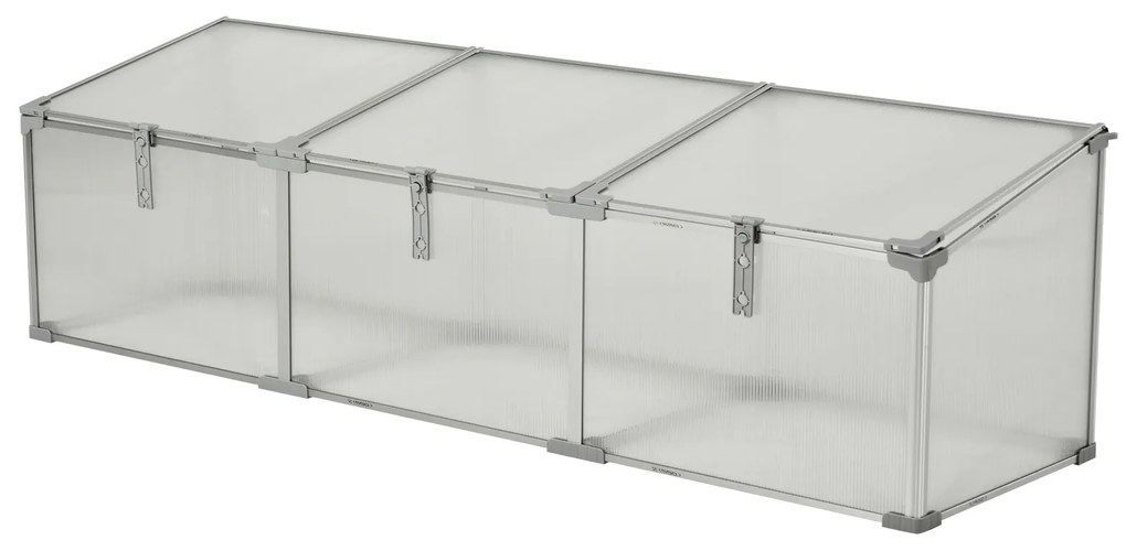 Estufa de Jardim Alumínio Policarbonato Transparente Viveiro Caseiro para Plantas Culturas Proteção UV e Resistente 180x51x51cm