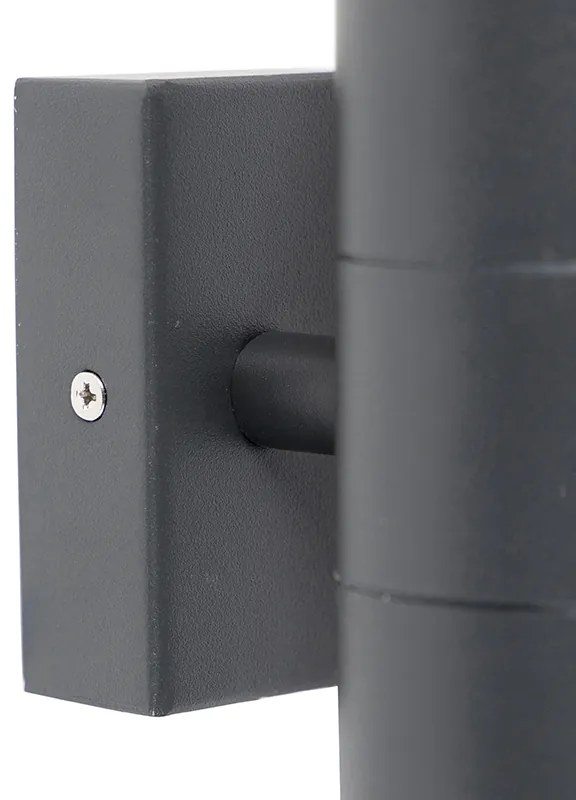 Candeeiro de parede exterior cinzento escuro 2 luzes IP44 - Duo Moderno