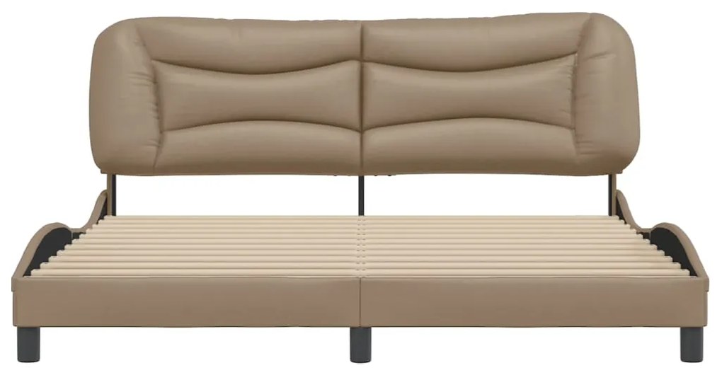 Estrutura cama cabeceira 180x200 cm couro artificial cappuccino