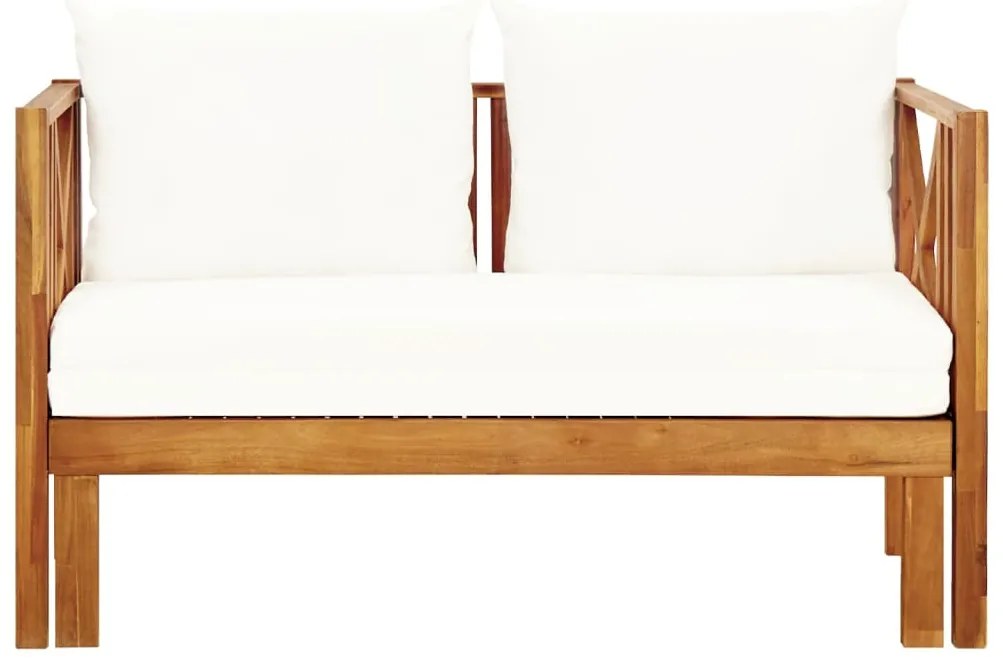 Banco de jardim 2 lugares c/ almofadões 122 cm acácia maciça