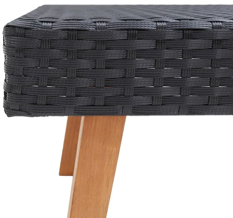 2 pcs conjunto lounge de jardim c/ almofadões vime PE preto