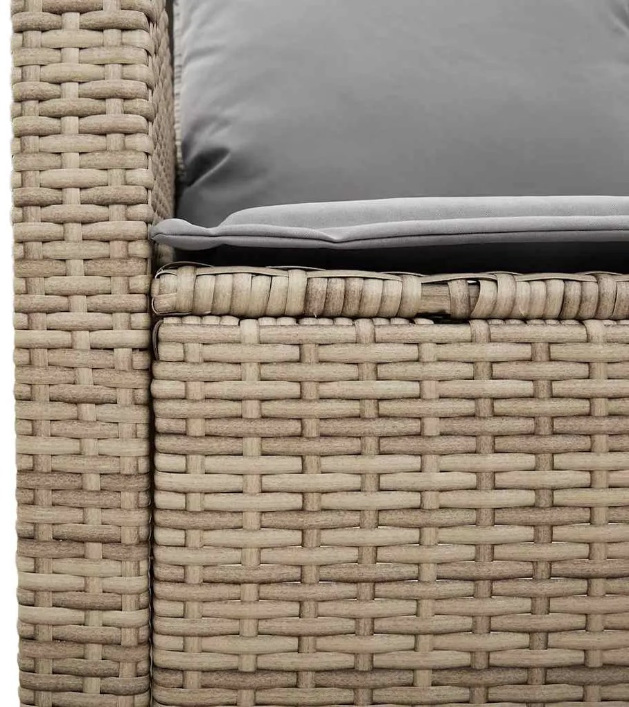 6 pcs conjunto de sofás p/ jardim com almofadões vime PE bege