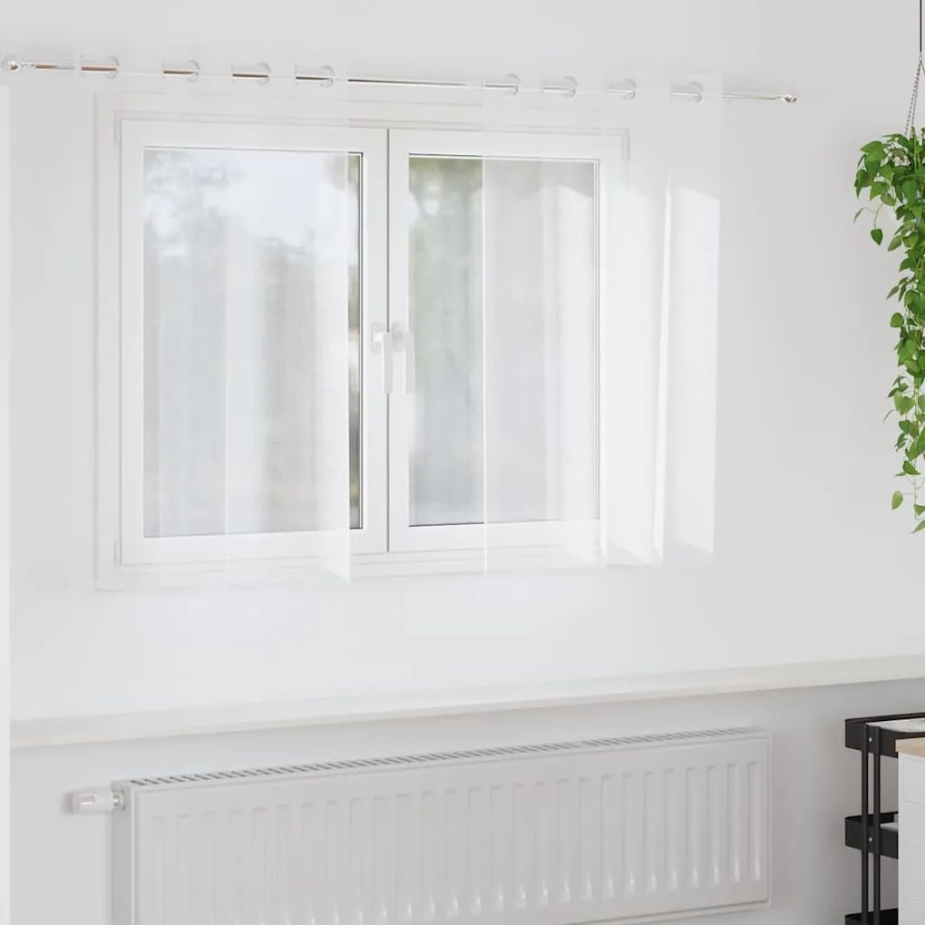 vidaXL Cortina de Voile 2 pcs Branco 140 x 140 cm Poliéster