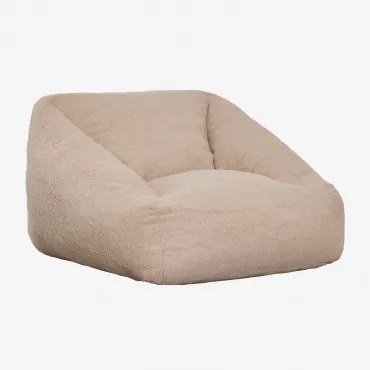 Puff Poltrona Estofada Thiago ↔︎ 90 Cm & Tecido Pele De Borrego Castanho Trigo - Sklum