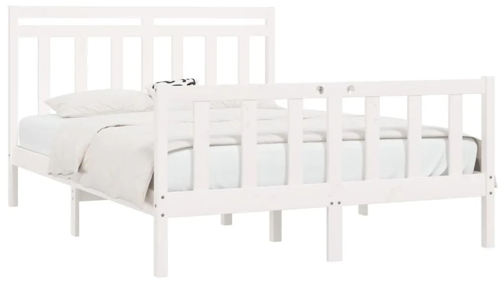 Estrutura de cama king 150x200 cm pinho maciço branco