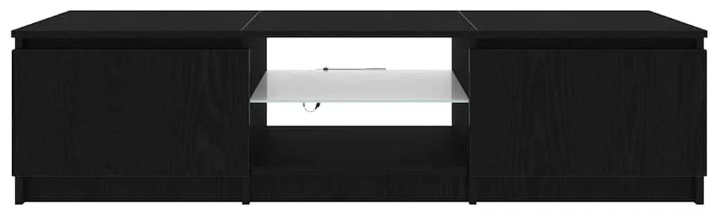 Gabinete de TV vidaXL com Luzes LED em Madeira de Carvalho Preto 140x4