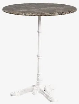 Mesa De Bar Redonda Ø60cm Em Pedra Natural Azteca Mármore Castanho Emperador - Branco Glacial - Sklum