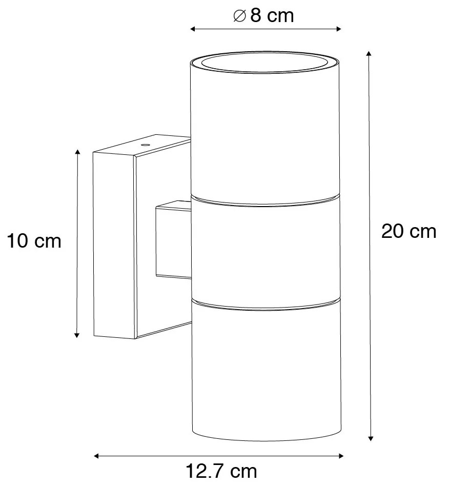 Candeeiro de parede exterior moderno preto 2 luzes AR70 IP44 - Duo Moderno