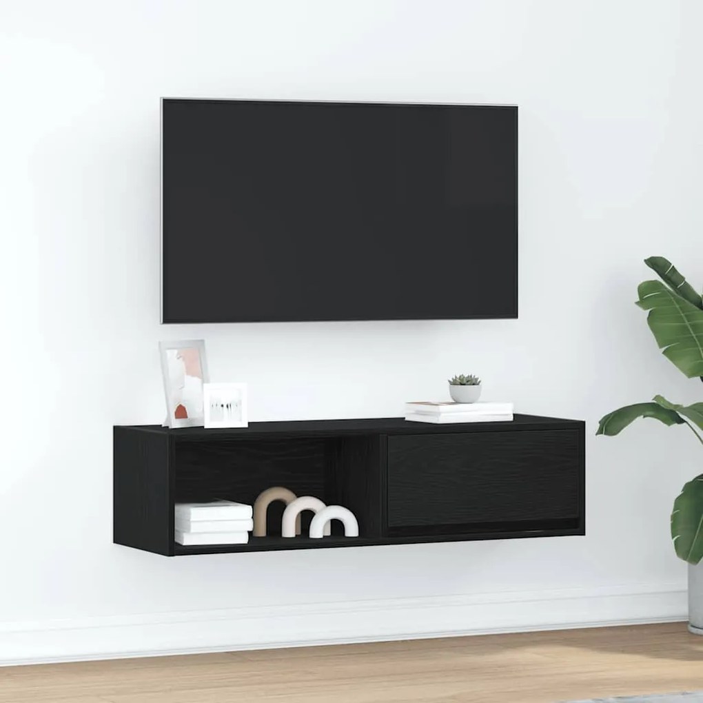 Móvel de TV 100x31x25,5 cm derivados de madeira carvalho preto
