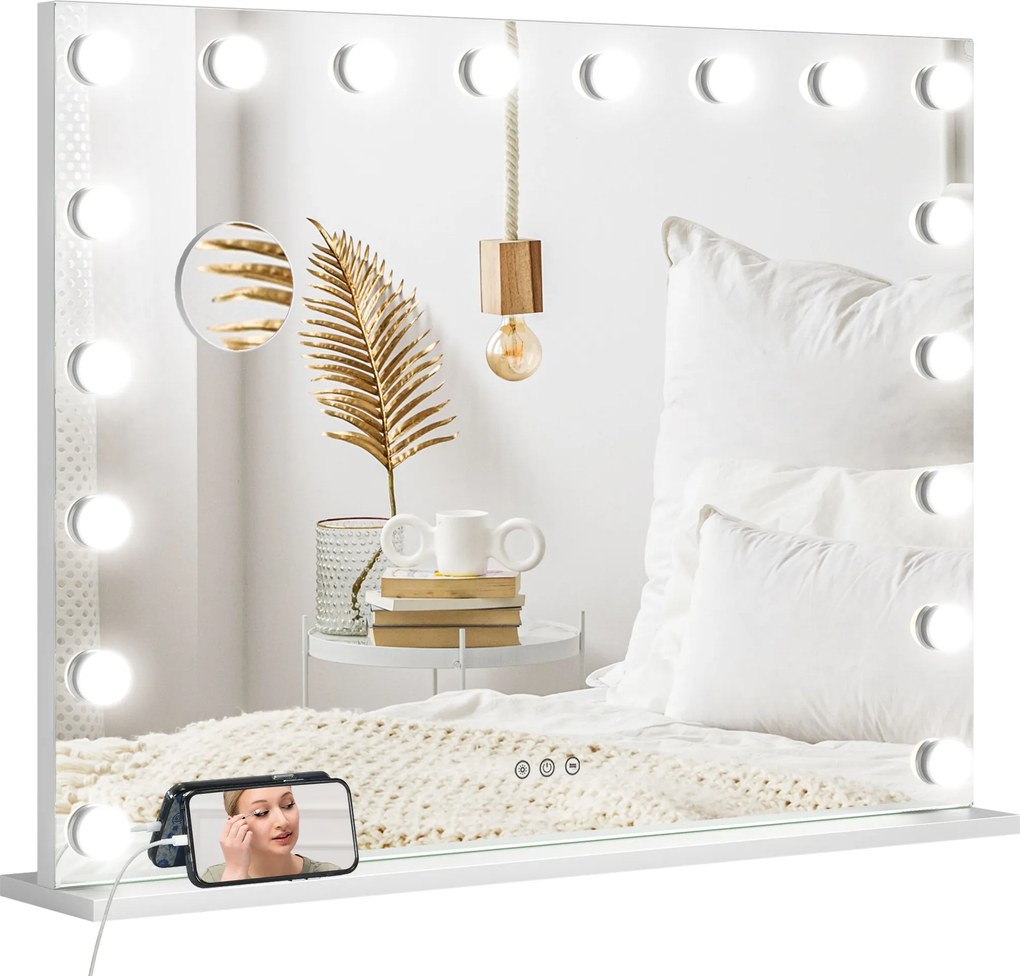 Espelho de Maquilhagem LED, 80 x 14 x 62 cm, Luminosidade Regulável