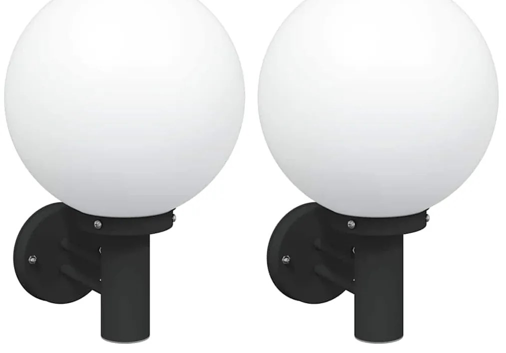 Luzes de Parede Externas 2 pcs Aço Inoxidável Preto IP44