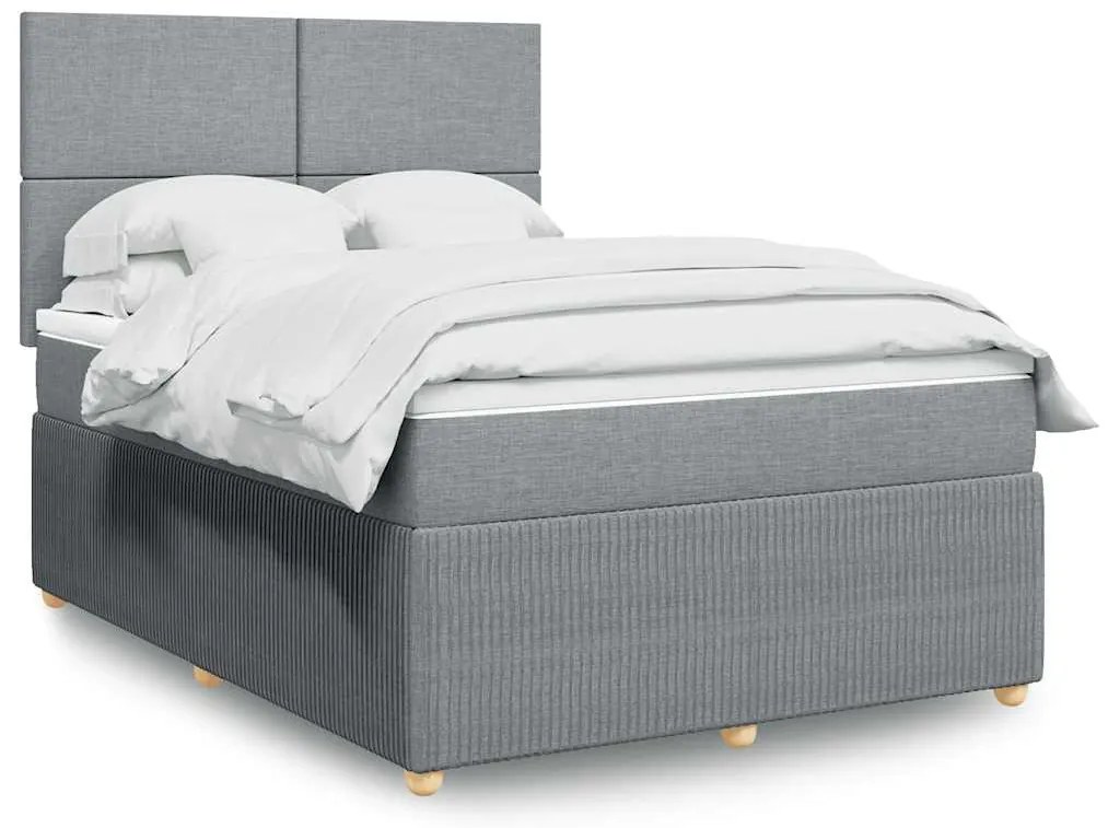 vidaXL Cama com molas/colchão 140x200 cm tecido cinzento-claro