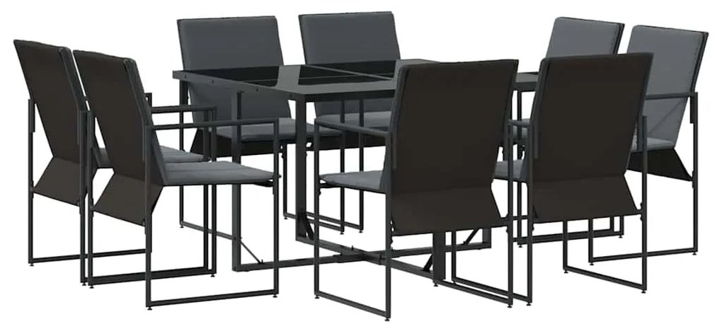 Conjunto de Jantar para Jardim com 10 Peças e Almofadas em Aço e Texti