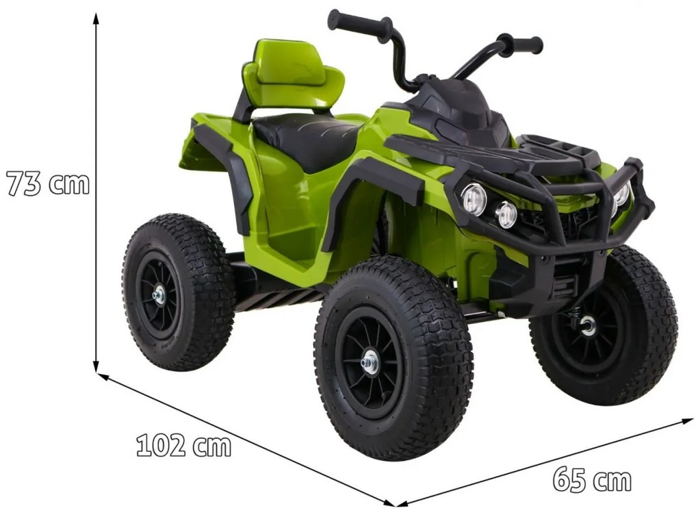 Moto 4 elétrica para crianças 12V ATV AIR, Rodas de AR, assento couro ecológico Verde