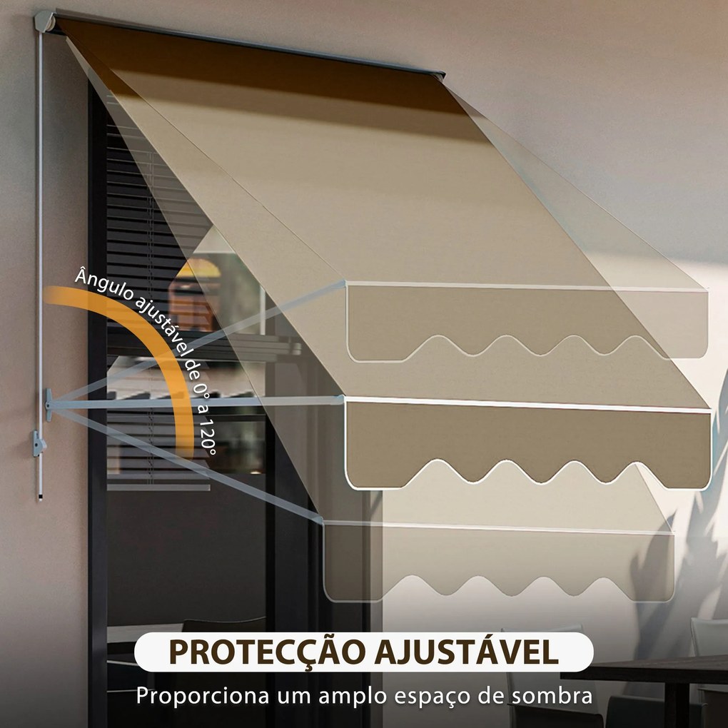 Toldo Manual Retrátil de Alumínio para Fachada – 180x70 cm, Ângulo Aju