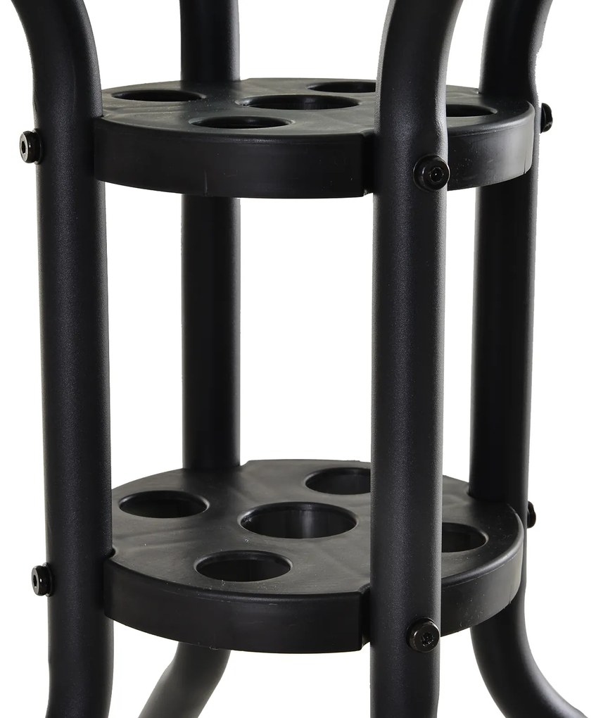 Outsunny Mesa de Jardim Redonda Mesa Sala de Jantar de Cristal Temperado com Orifício para Chapéu de Sol Estrutura Metálica para Pátio Terraço Exterior Ø80x72cm Preto