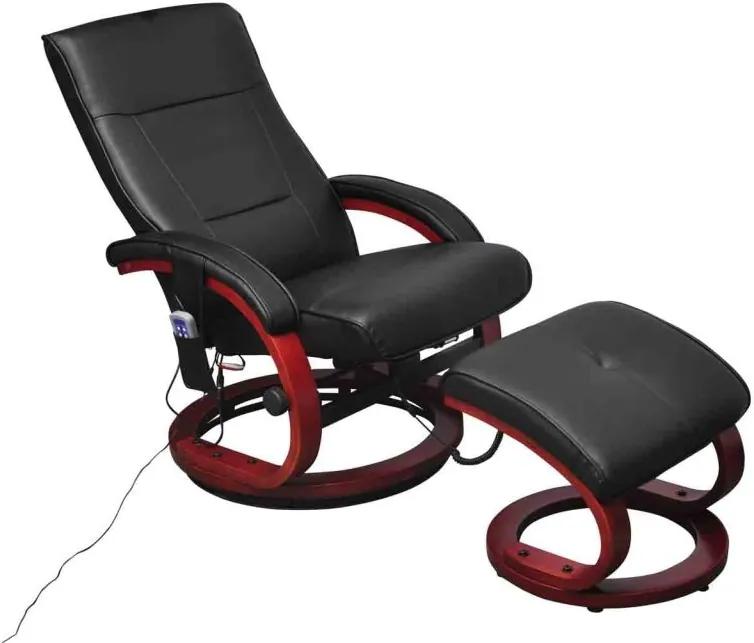 Cadeira massagens c/ apoio pés couro artificial preto