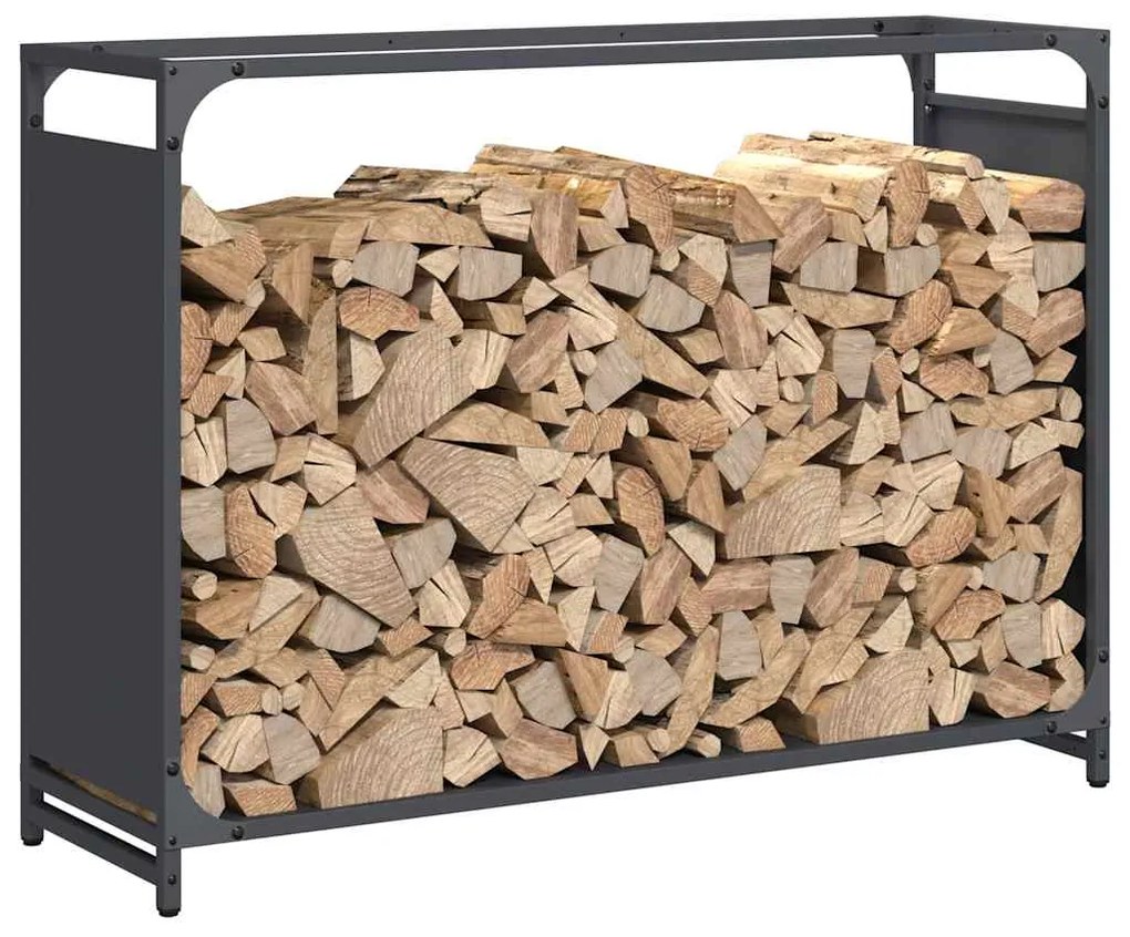 Suporte para lenha 90x28x65 cm aço laminado a frio antracite