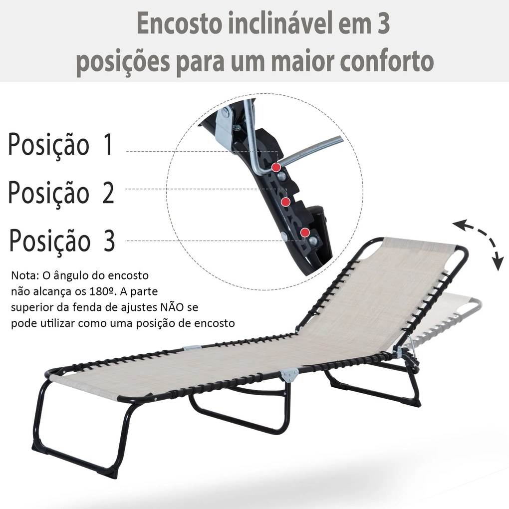 Espreguiçadeira de Jardim Dobrável e Ajustável com 4 Posições Espregui