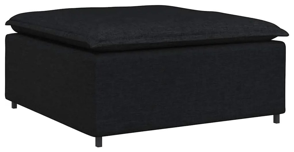 Sofá modular com pufes e almofadas tecido preto