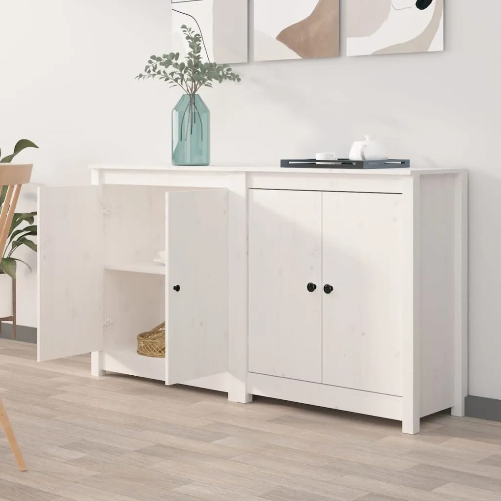 vidaXL Aparadores 2 pcs 70x35x80 cm madeira de pinho maciça branco