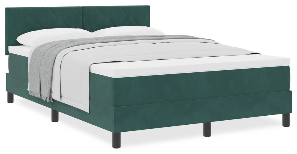Cama Box Spring vidaXL com Colchão Verde Escuro 160x200 cm Veludo