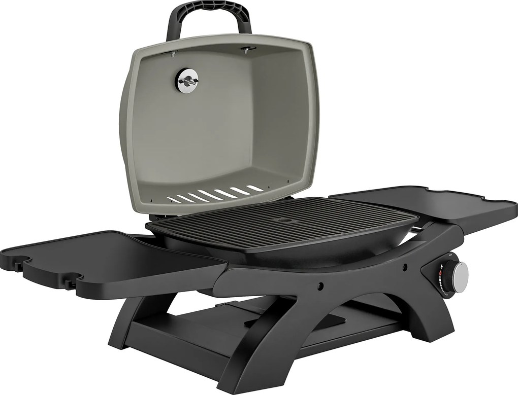 Outsunny Churrasqueira a gás 3,3 kW Grelhador de mesa com 1 queimador dobrável mesas laterais grelhas de ferro fundido bandeja coletora de gordura removível | Aosom Portugal