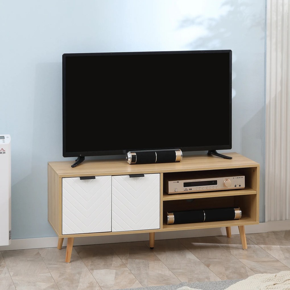 Móvel para televisão até 46 polegadas,110 x 39 x 48,8 cm branco e castanho natural
