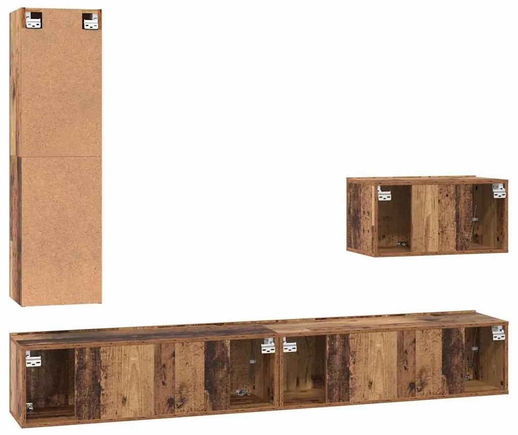 Conjunto de móvel de TV 4 pcs Madeira antiga 30.5 x 30 x 110 cm