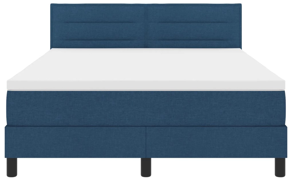 Cama Box Spring com Colchão Azul 140x190 cm Tecido