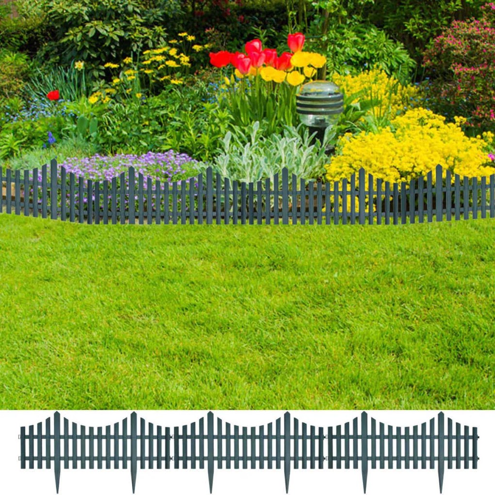 41229 vidaXL 17 pcs divisórias de relvado 10 m verde