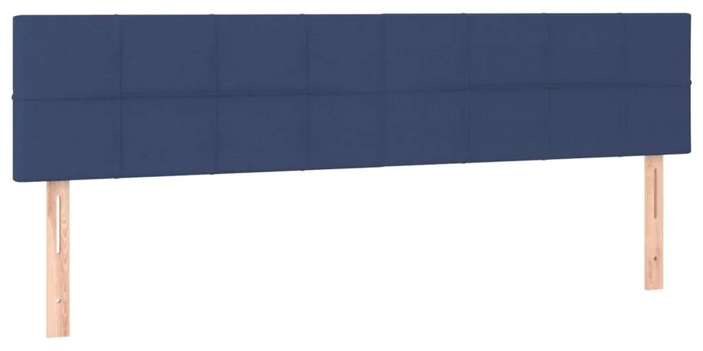 Cabeceira de cama c/ luzes LED tecido 160x5x78/88 cm azul