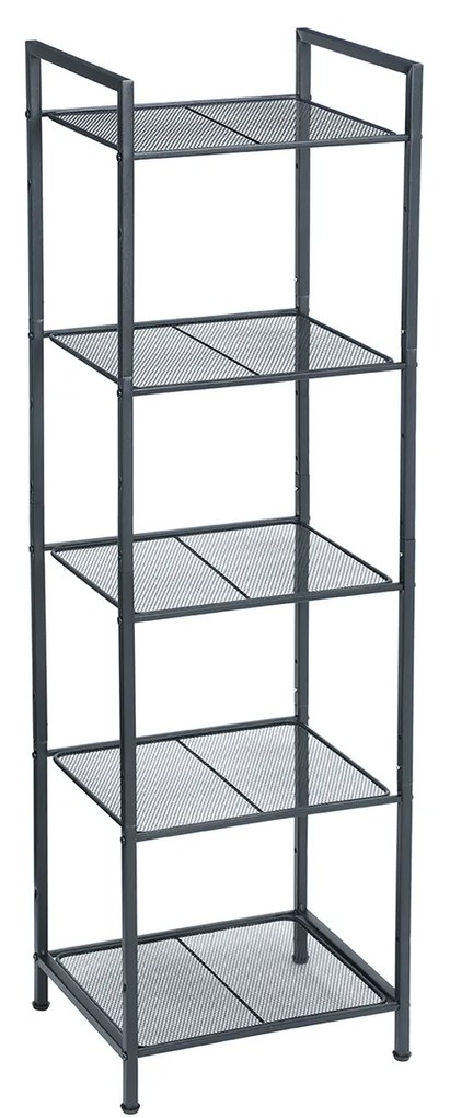 Prateleira de banheiro SONGMICS, prateleira de metal para cozinha, prateleira de banheiro de 5 níveis, prateleira de pé, prateleira para plantas, prateleiras expansíveis e ajustáveis, design industrial para banheiro e cozinha, preta BSC35BK