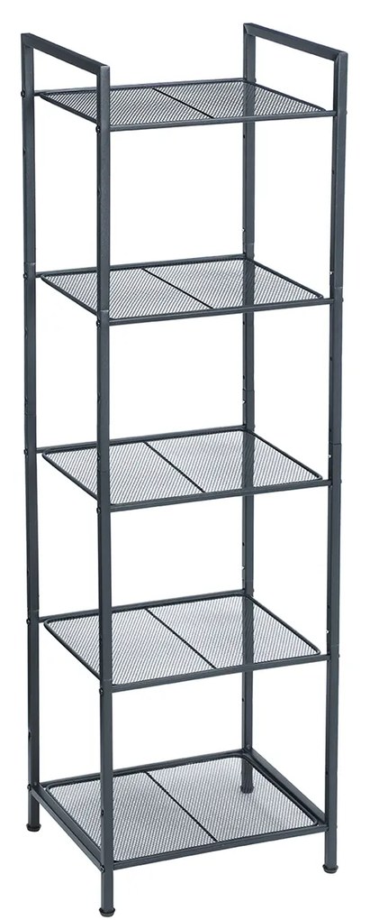 Prateleira metálica de 5 níveis para casa de banho e cozinha | SONGMICS | 38 x 30 x 129,5 cm | preto | BSC35BK.