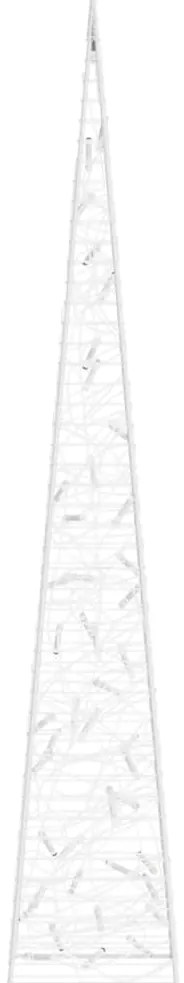 Cone de iluminação decorat. c/ LEDs acrílico 90cm branco quente