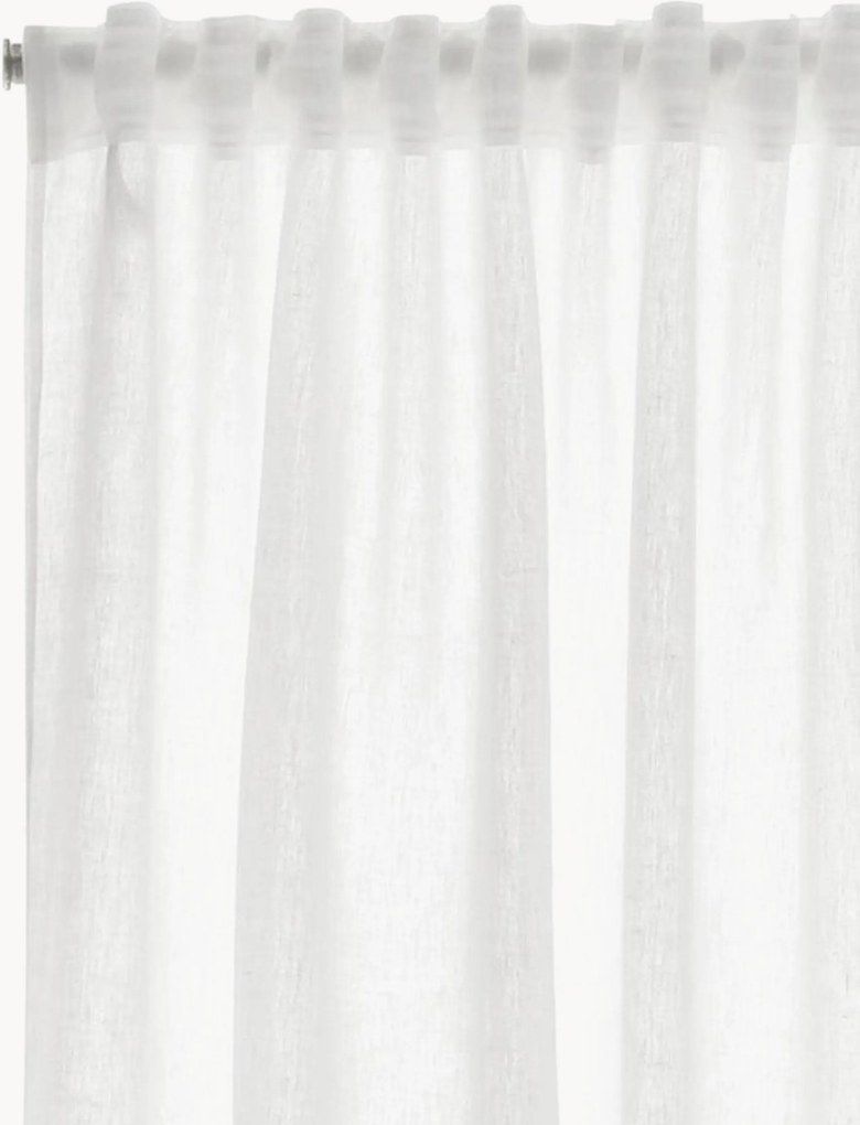 Cortinas semitransparentes em linho com multi-banda Alexandra, conjunto de 2, L 135 cm