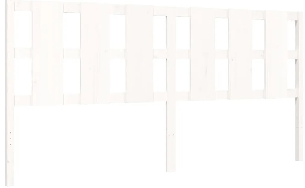 Estrutura de cama com cabeceira 200x200cm madeira maciça branco