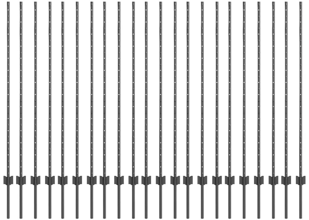 Postes de Cerca Prateados 44 pcs Cinzeto 140 cm Metal