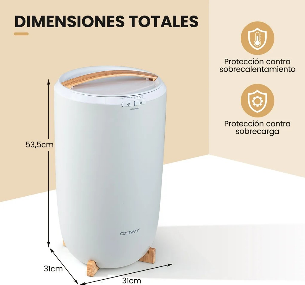 Cubo aquecedor de toalhas para banheiro 20 L com temporizador de desligamento automático Ajustes de 15/30/45/60 minutos Cinza