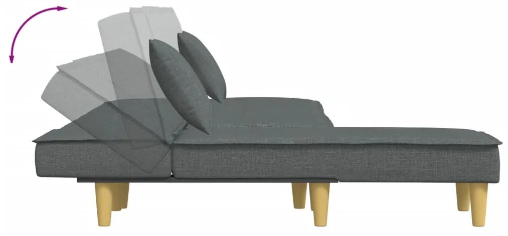 Sofá-cama em forma de L 255x140x70 cm tecido cinzento-escuro