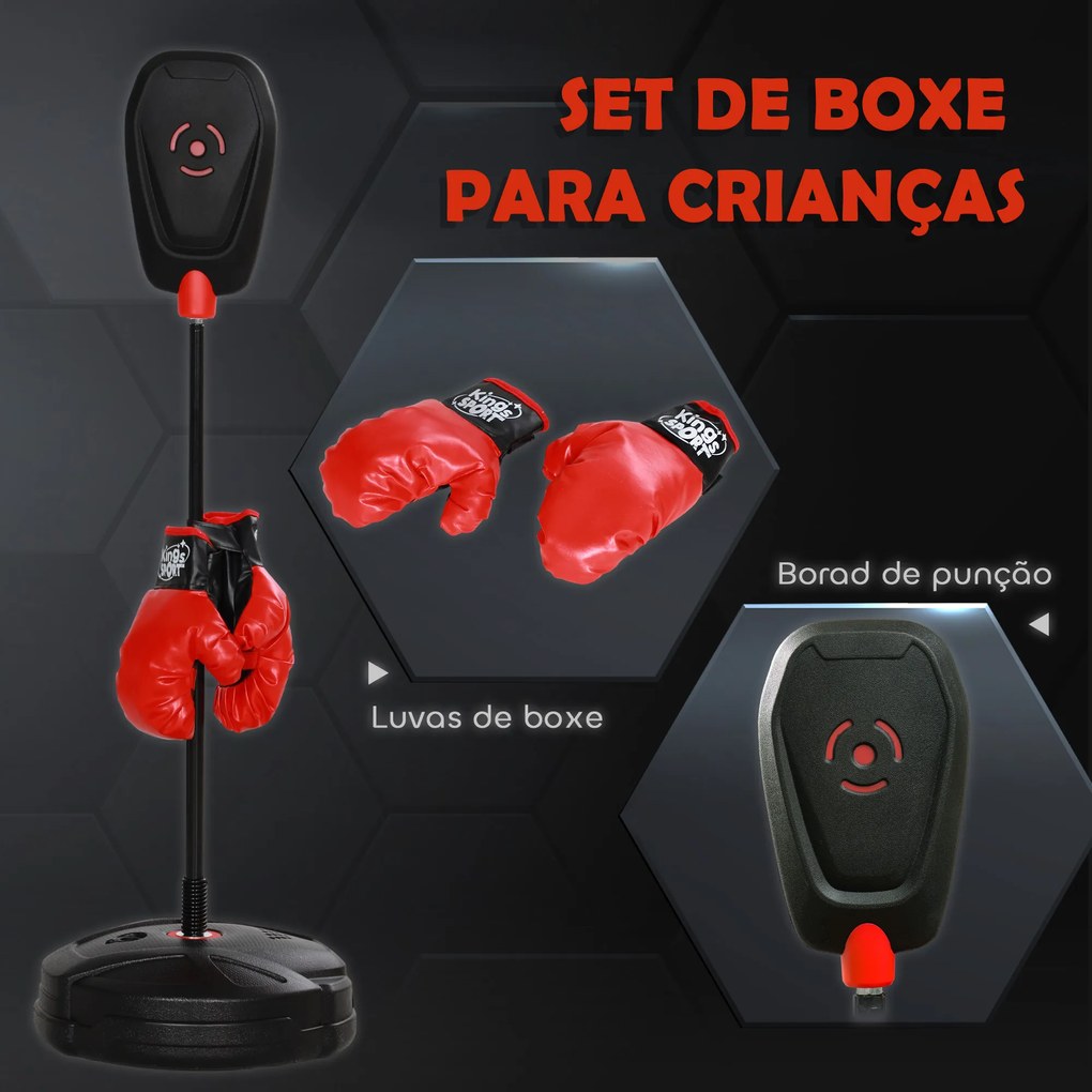 Saco boxe para Crianças acima de 5 anos Kit de Boxe com Luvas de Boxe Altura Ajustável 88-124 cm e Base Preenchível Preto