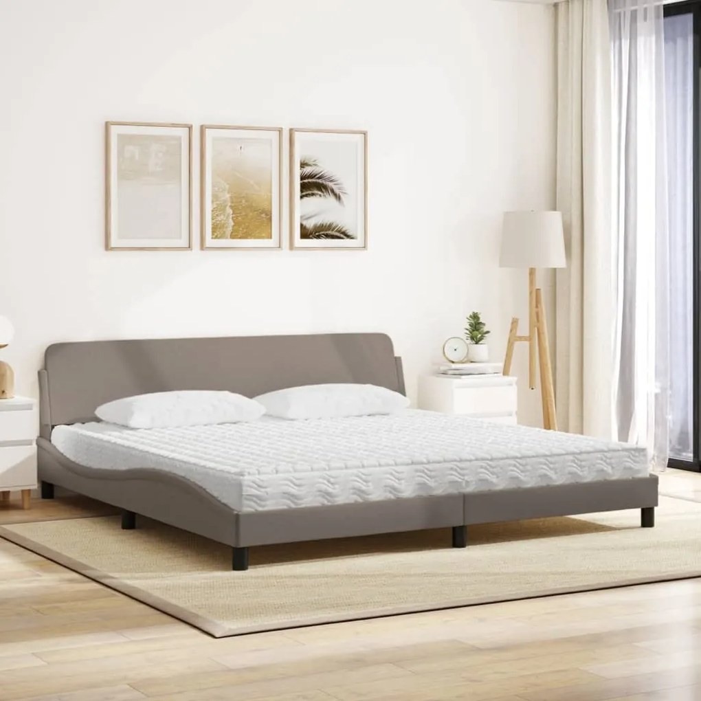 Cama com colchão 200x200 cm tecido cinzento-acastanhado