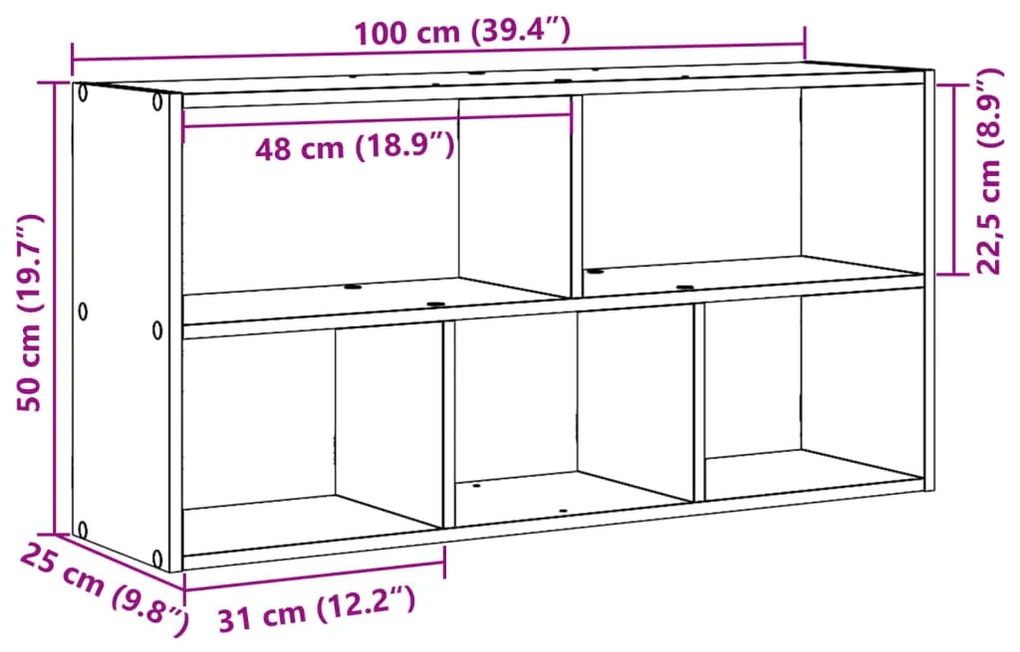 Prateleira de parede 100x25x50 cm derivados de madeira branco