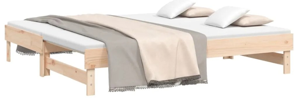 Sofá-cama de puxar 2x(75x190) cm madeira de pinho maciça