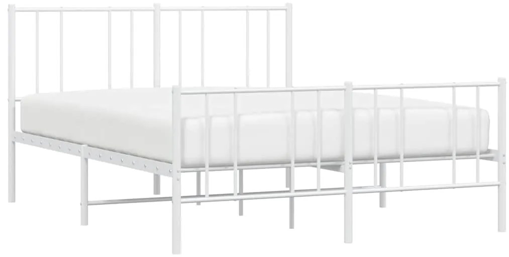 Estrutura de cama com cabeceira e pés 150x200 cm metal branco